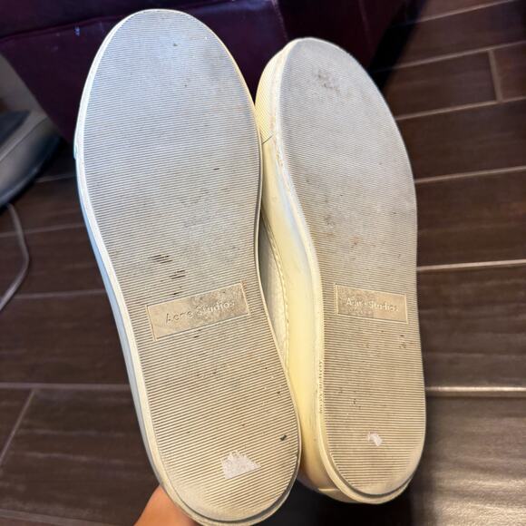 Acne Studios Adrian Grain Leather Sneakers Mens Size 9 (42) White Low Top - Picture 5 of 7